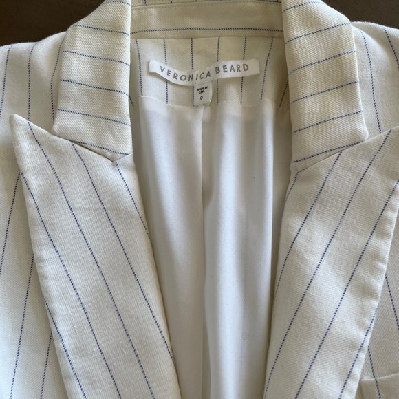 Veronica Beard White/Ivory with thin Navy stripes. Size 0. - Picture 7 of 8